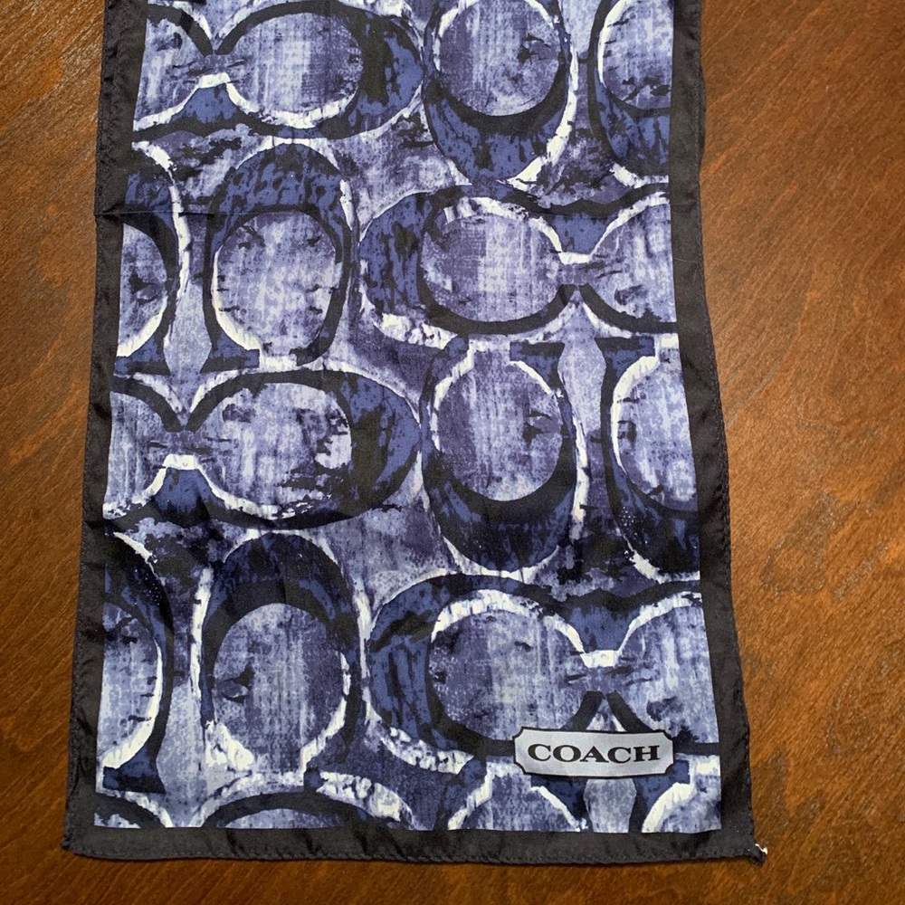 100% Authentic Blue Coach Silk Scarf Scarve